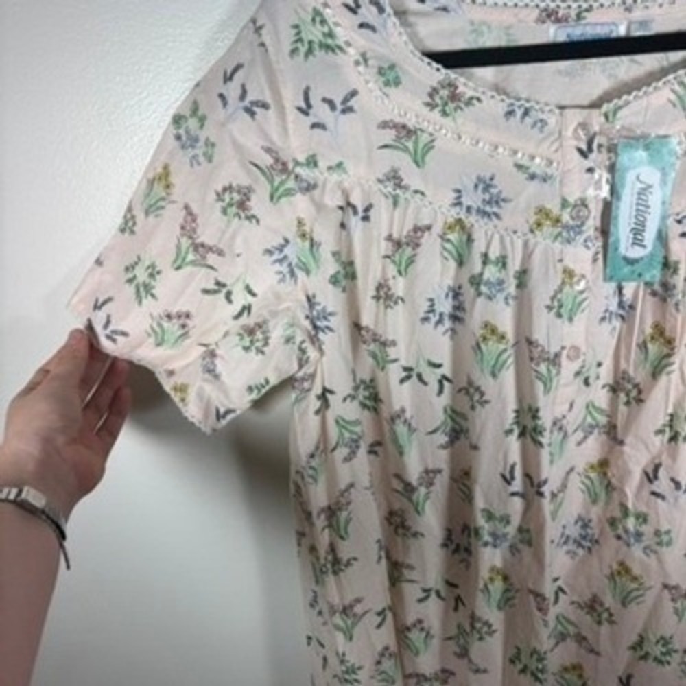 National Nightgown‎ Women Sz L Pink NEW Floral Cotton Sleepwear